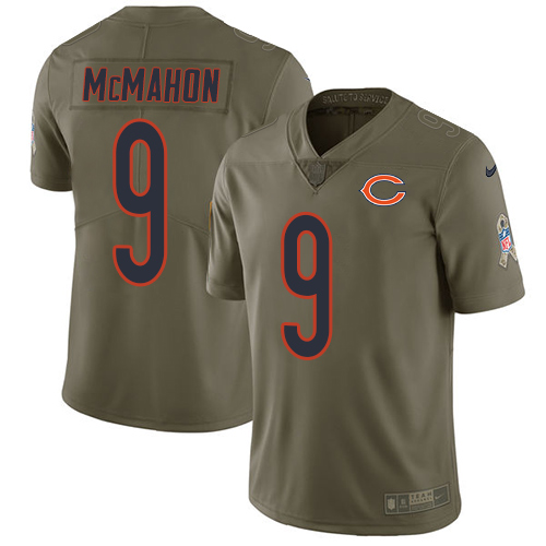 Nike Bears #9 Jim McMahon Olive Men's Stitched NFL Limited Salute To Service Jersey - Click Image to Close
